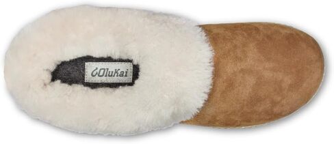 شبشب نسائي من OluKai Ku'i، مصنوع من الجلد الناعم المحبب بالكامل ووسادة قدم من مزيج الصوف، ونعال ذات قبضة مبللة للارتداء الداخلي والخارجي، سهل الارتداء لطيف ومريح in Kuwait