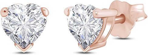 Heart Shape Stud Earrings In 14K Rose Gold Over Sterling Silver (5 Ct) in Saudi Arabia