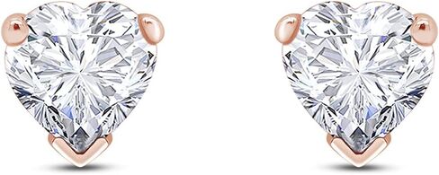 Heart Shape Stud Earrings In 14K Rose Gold Over Sterling Silver (5 Ct) in Saudi Arabia