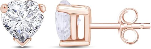Heart Shape Stud Earrings In 14K Rose Gold Over Sterling Silver (5 Ct) in Saudi Arabia