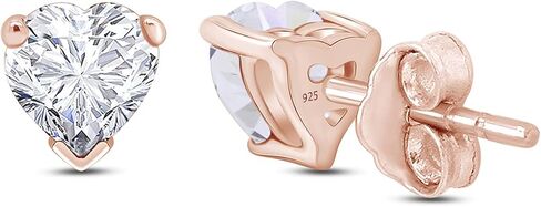 Heart Shape Stud Earrings In 14K Rose Gold Over Sterling Silver (5 Ct) in Saudi Arabia