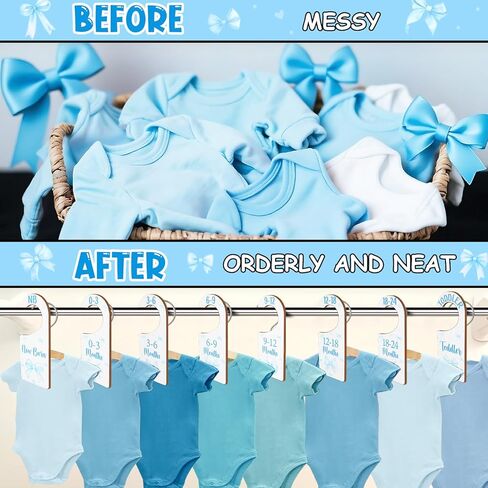 Baby Closet Dividers 8PCS, Baseball Theme Wooden Double-Sided Clothes Size Hanger Organizer from Newborn to Toddler for Nursery Decor Baby Shower Birthday Gift in Kuwait