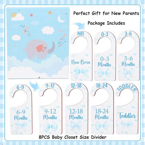 Baby Closet Dividers 8PCS, Baseball Theme Wooden Double-Sided Clothes Size Hanger Organizer from Newborn to Toddler for Nursery Decor Baby Shower Birthday Gift in Kuwait