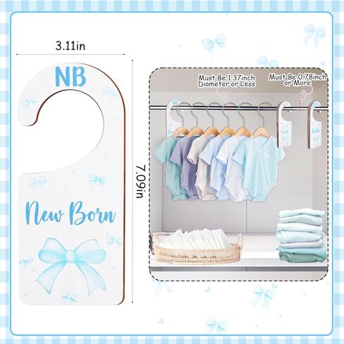 Baby Closet Dividers 8PCS, Baseball Theme Wooden Double-Sided Clothes Size Hanger Organizer from Newborn to Toddler for Nursery Decor Baby Shower Birthday Gift in Kuwait