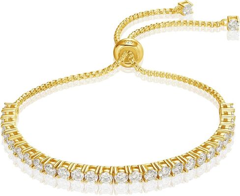 LOVE&LOVE Moissanite Tennis Bracelets for Women.D Color VVS1 Round Brilliant Cut Diamond Bracelet.18K White Gold Plated S925 Sterling Silver Adjustable Bracelet.Anniversary Jewelry Gifts for Girlfriend Wife Women Her in Saudi Arabia