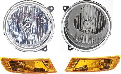 Garage-Pro Driver and Passenger Side Headlight Assembly Kit, Halogen For Jeep Liberty 2005-2007 With Bulb(s) W/Turn Signal Light Replaces# 55157140AA 55157141AA 55156767AE 55156766AE in Kuwait