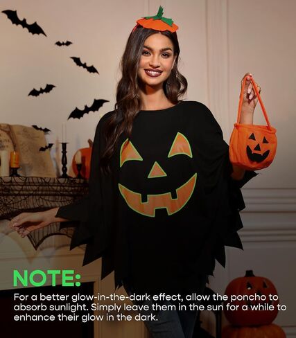 Maisolly Women Halloween Pumpkin Poncho Adult Costume with Hair Band in Saudi Arabia