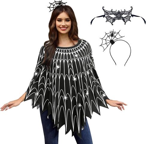 Maisolly Women Halloween Pumpkin Poncho Adult Costume with Hair Band in Saudi Arabia