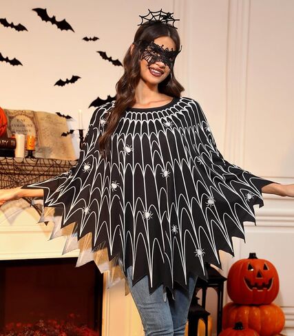 Maisolly Women Halloween Pumpkin Poncho Adult Costume with Hair Band in Saudi Arabia
