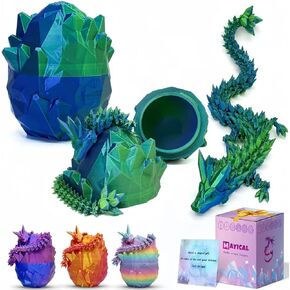 12" 3D Printed Dragon Egg Set with Gift Box & Card, Easter Eggs Mythical Dragon Eggs with Dragon Inside, Mystery Dragon, 3D Dragon Fidget for Birthday Gift, New Year Gift, Party Favours(Bluegreen) in Kuwait