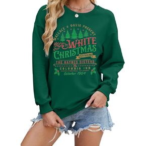MYHALF بلوزات عيد الميلاد البيضاء للنساء 2025 أشجار عيد الميلاد قميص عيد الميلاد عطلة Crewneck البلوزات الأسرة Pjs خفيفة الوزن in Saudi Arabia