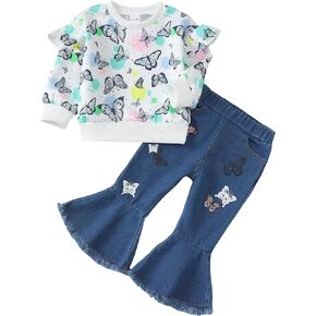 Renotemy Toddler Baby Girls Clothes Infant Girl Outfits Ruffle Sleeve Tops Pants Clothing Sets for Girls in Kuwait