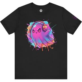 Chaos Kitten Emporium™ | Neon Ghost DJ Graffiti T-Shirt | Unisex Streetwear Tee | Halloween Graphic in Saudi Arabia