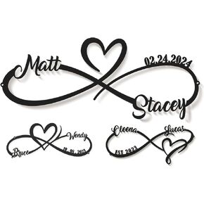 Personalized Anniversary Wedding Gifts for Couples 2025, Customized Metal Infinity Signs with Names & Date, Love Heart Unique Wall Art for Newlyweds Valentines in Saudi Arabia