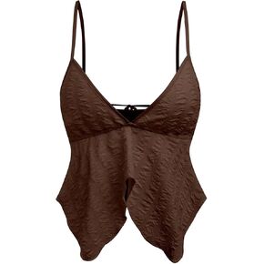 SweatyRocks Going Out Tops for Women Y2K Ruffle Spaghetti Strap Cowgirl Crop Flowy Tops in Saudi Arabia