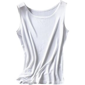 قمصان حريرية بدون أكمام للنساء أساسية مزدوجة مبطنة متماسكة رقبة مستديرة صيفية لطيفة بدون أكمام سترة ضغط كامي تانك in Kuwait