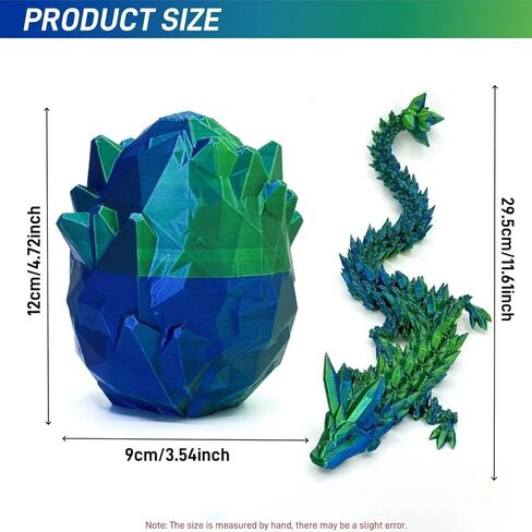 12" 3D Printed Dragon Egg Set with Gift Box & Card, Easter Eggs Mythical Dragon Eggs with Dragon Inside, Mystery Dragon, 3D Dragon Fidget for Birthday Gift, New Year Gift, Party Favours(Bluegreen) in Kuwait