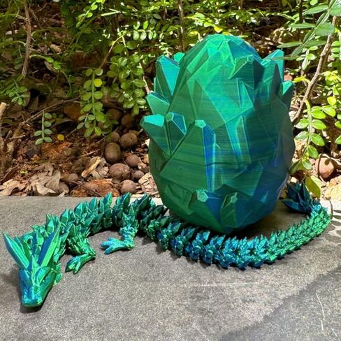 12" 3D Printed Dragon Egg Set with Gift Box & Card, Easter Eggs Mythical Dragon Eggs with Dragon Inside, Mystery Dragon, 3D Dragon Fidget for Birthday Gift, New Year Gift, Party Favours(Bluegreen) in Kuwait
