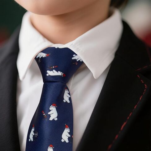 Enlision Boys Christmas Ties Holiday Xmas Kids Tie and Pocket Square Set Pre-tied Adjustable Neckties for Boys Festival Party in Kuwait