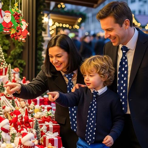 Enlision Boys Christmas Ties Holiday Xmas Kids Tie and Pocket Square Set Pre-tied Adjustable Neckties for Boys Festival Party in Kuwait