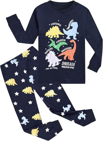 DDSOL Toddler Baby Boys Pajamas 2 Pieces Cotton Sleepwear Set Kids Fall Winter Long Sleeve Jammies in Kuwait