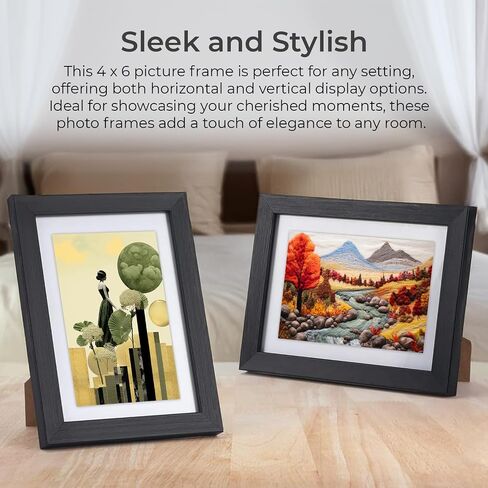 4x6 Picture Frame With Real Glass - Collage Picture Frames for Wall or Tabletop, Black Picture Frames with Mat, Vertical & Horizontal Display, Small 3x5 & 4x6 Photo Frame Collage. in Saudi Arabia