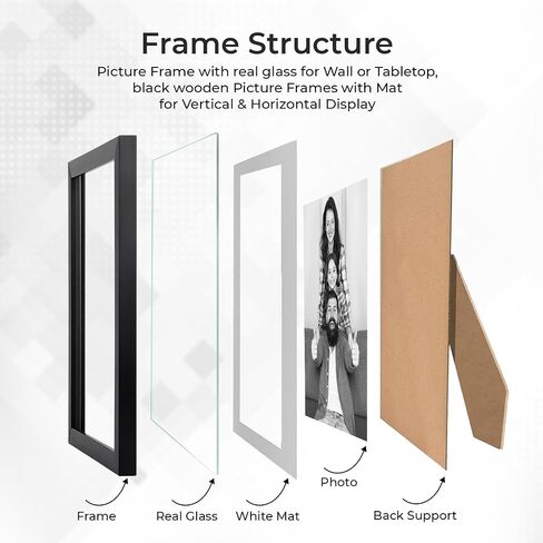 4x6 Picture Frame With Real Glass - Collage Picture Frames for Wall or Tabletop, Black Picture Frames with Mat, Vertical & Horizontal Display, Small 3x5 & 4x6 Photo Frame Collage. in Saudi Arabia