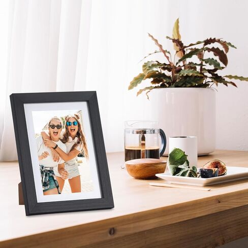 4x6 Picture Frame With Real Glass - Collage Picture Frames for Wall or Tabletop, Black Picture Frames with Mat, Vertical & Horizontal Display, Small 3x5 & 4x6 Photo Frame Collage. in Saudi Arabia