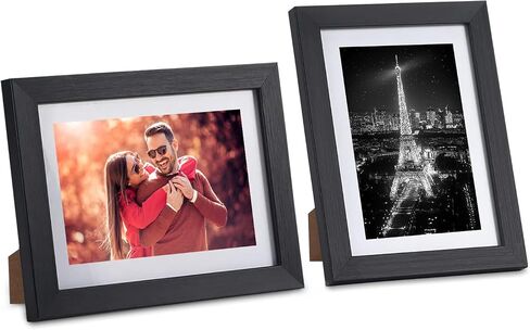 4x6 Picture Frame With Real Glass - Collage Picture Frames for Wall or Tabletop, Black Picture Frames with Mat, Vertical & Horizontal Display, Small 3x5 & 4x6 Photo Frame Collage. in Saudi Arabia