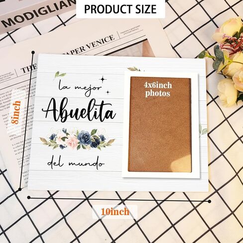 Abuela Gift, Best Abuelita Photo Frame, Grandmother Wooden Picture Frames, Grandma Mother's Day Gifts For Abuela Birthday Christmas (White-Abuelita, 4 x 6 Photo) in Saudi Arabia