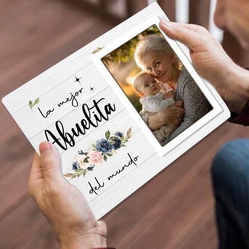 Abuela Gift, Best Abuelita Photo Frame, Grandmother Wooden Picture Frames, Grandma Mother's Day Gifts For Abuela Birthday Christmas (White-Abuelita, 4 x 6 Photo) in Saudi Arabia