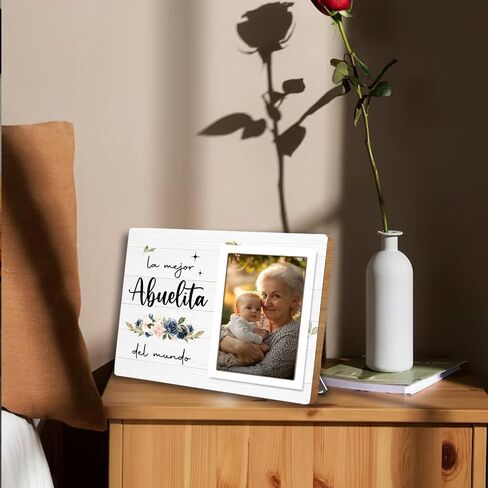 Abuela Gift, Best Abuelita Photo Frame, Grandmother Wooden Picture Frames, Grandma Mother's Day Gifts For Abuela Birthday Christmas (White-Abuelita, 4 x 6 Photo) in Saudi Arabia