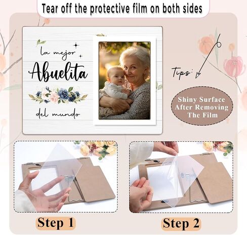 Abuela Gift, Best Abuelita Photo Frame, Grandmother Wooden Picture Frames, Grandma Mother's Day Gifts For Abuela Birthday Christmas (White-Abuelita, 4 x 6 Photo) in Saudi Arabia