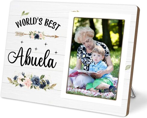 Abuela Gift, Best Abuelita Photo Frame, Grandmother Wooden Picture Frames, Grandma Mother's Day Gifts For Abuela Birthday Christmas (White-Abuelita, 4 x 6 Photo) in Saudi Arabia