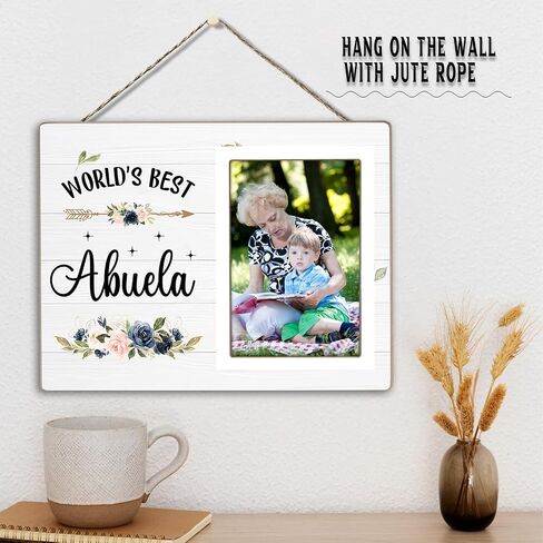Abuela Gift, Best Abuelita Photo Frame, Grandmother Wooden Picture Frames, Grandma Mother's Day Gifts For Abuela Birthday Christmas (White-Abuelita, 4 x 6 Photo) in Saudi Arabia