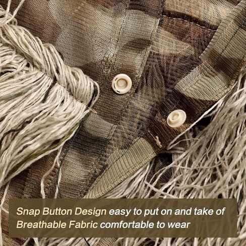 MOPHOTO 5 in 1 Ghillie Suit, 3D Camouflage Hunting Apparel Including Jacket, Pants, Hood, Carry Bag Suitable for Unisex Adults/Youth (M/L/XL/XXL) in Saudi Arabia