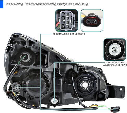 SPEC-D TUNING Left Driver Side Chrome Projector Headlight Compatible with 2010-2014 Subaru Legacy, 2010-2014 Subaru Outback in Saudi Arabia