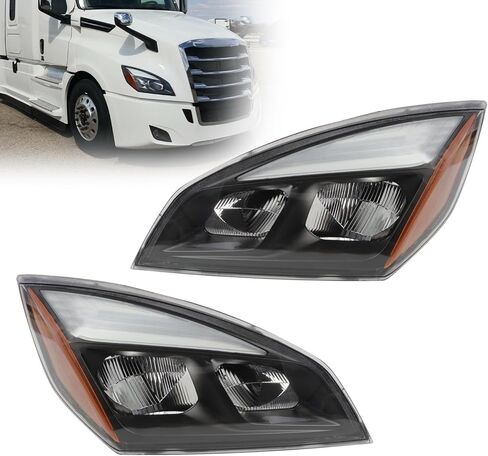 Left Driver & Right Passenger Side Headlight Compatible with Cascadia 2018-2022 Pair Front Headlamps, Black Housing A6601405002 A6601405003 in Saudi Arabia