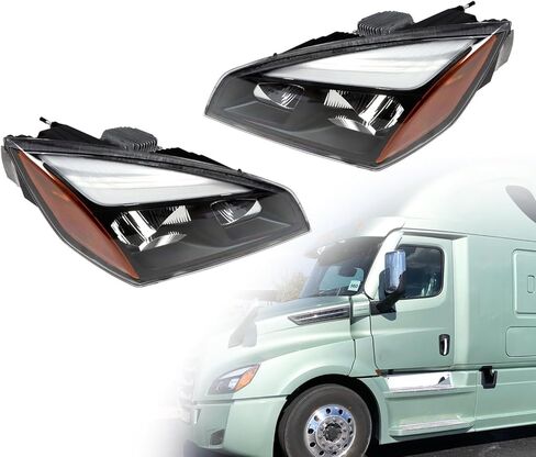 Left Driver & Right Passenger Side Headlight Compatible with Cascadia 2018-2022 Pair Front Headlamps, Black Housing A6601405002 A6601405003 in Saudi Arabia