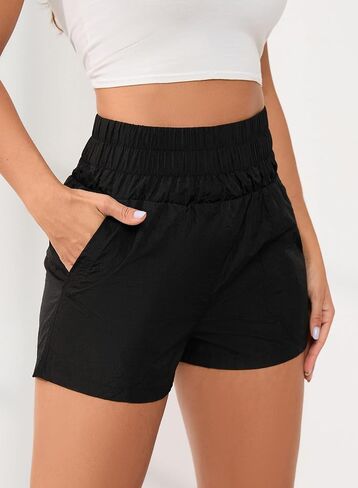 Athletic Women's Comfort Shorts Gym Pockets Lightweight Casual Workout Elastic High-Waisted Bottom in Saudi Arabia