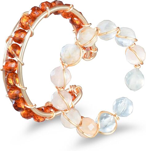 Stackable Tourmaline Gemstone Rings Adjustable Gold-plated Open Band Boho Everyday Wear Jewelry for Women in Saudi Arabia