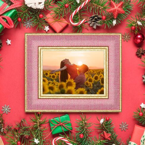 5x7 Picture Frame - Green Fabric & Vintage Gold Border HD Real Glass with Easel for Tabletop/Wall (Family Photos, Cabin Decor 1 Pack) in Saudi Arabia