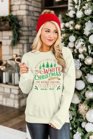 MYHALF بلوزات عيد الميلاد البيضاء للنساء 2025 أشجار عيد الميلاد قميص عيد الميلاد عطلة Crewneck البلوزات الأسرة Pjs خفيفة الوزن in Kuwait