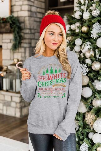 MYHALF بلوزات عيد الميلاد البيضاء للنساء 2025 أشجار عيد الميلاد قميص عيد الميلاد عطلة Crewneck البلوزات الأسرة Pjs خفيفة الوزن in Kuwait