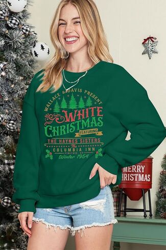 MYHALF بلوزات عيد الميلاد البيضاء للنساء 2025 أشجار عيد الميلاد قميص عيد الميلاد عطلة Crewneck البلوزات الأسرة Pjs خفيفة الوزن in Saudi Arabia
