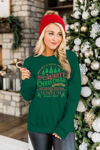 MYHALF بلوزات عيد الميلاد البيضاء للنساء 2025 أشجار عيد الميلاد قميص عيد الميلاد عطلة Crewneck البلوزات الأسرة Pjs خفيفة الوزن in Saudi Arabia
