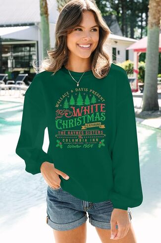 MYHALF بلوزات عيد الميلاد البيضاء للنساء 2025 أشجار عيد الميلاد قميص عيد الميلاد عطلة Crewneck البلوزات الأسرة Pjs خفيفة الوزن in Saudi Arabia