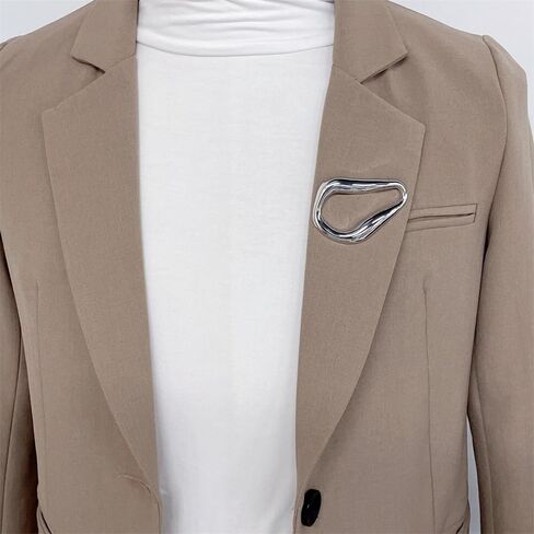 Trendy Irregular Geometric Brooch Pin for Women Men Stainless Steel Gold/Silver Plated Unique Polished Hollow Teardrop Lapel Pins for Sweater Hat Scarf Suit Dress Clothes Accessories Jewelry in Saudi Arabia