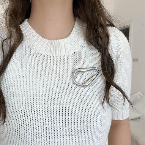 Trendy Irregular Geometric Brooch Pin for Women Men Stainless Steel Gold/Silver Plated Unique Polished Hollow Teardrop Lapel Pins for Sweater Hat Scarf Suit Dress Clothes Accessories Jewelry in Saudi Arabia
