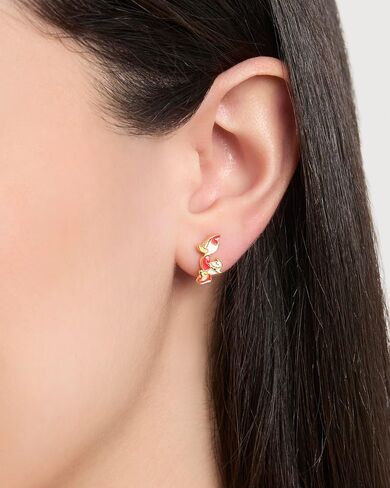 Disney Mismatched Donald Duck And Daisy Duck Earrings Official License, 18k Gold Flash-Plated Sterling Silver Stud Earrings in Saudi Arabia